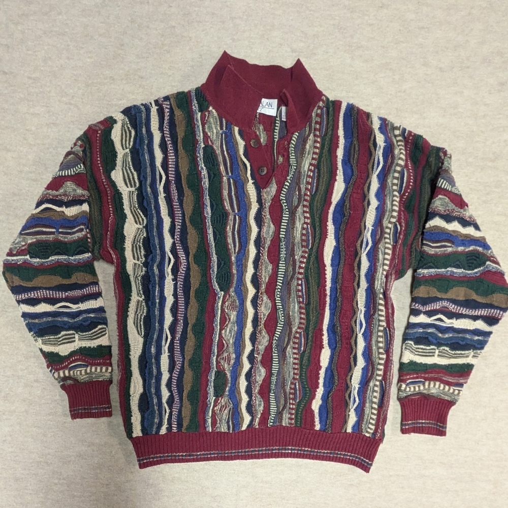 Vintage Knit Sweater Multicolor Design From Henry Alan Size Large